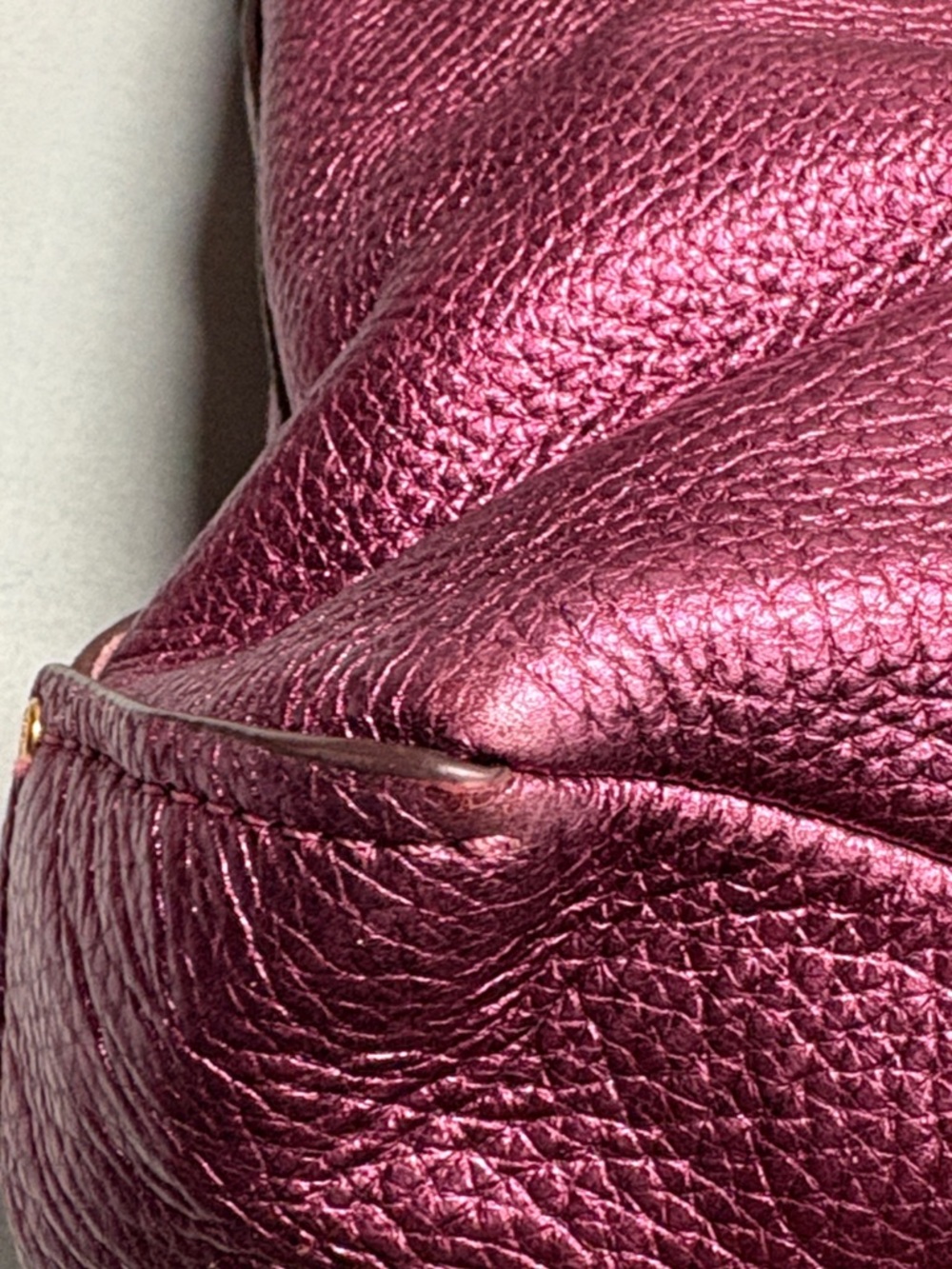 COACH Metallic Berry Magenta Pebble Leather Elle Hobo Shoulder Bag #F87691 - Picture 8 of 13